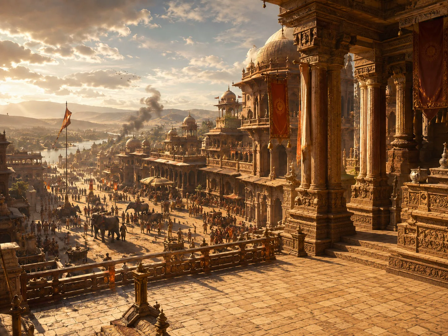The ancient kingdom of Aryanagar viewed from the palace